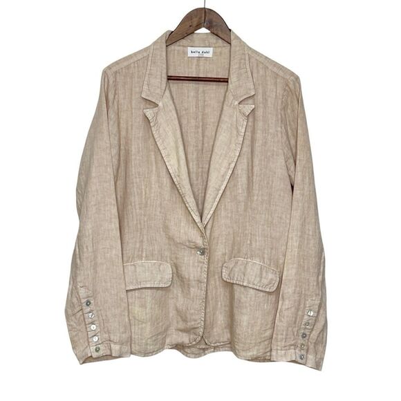 Bella Dahl Longline Linen Blazer Jacket Tan Size Large - Picture 2 of 13